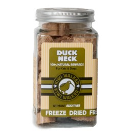 Duck neck pieces are a good crunchy bite for a larger dog and a nice chew snack for small dogs.