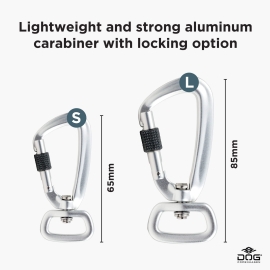 Jalutusrihma kerge alumiiniumist karabiin on soovi korral lukustatav - turvaline valik sinu koera jalutuskäikudeks.