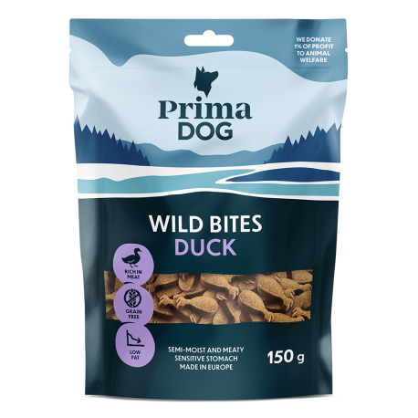 PrimaDog Wild Bites duck treats with echinacea 150 g (best before 16.01.2026)